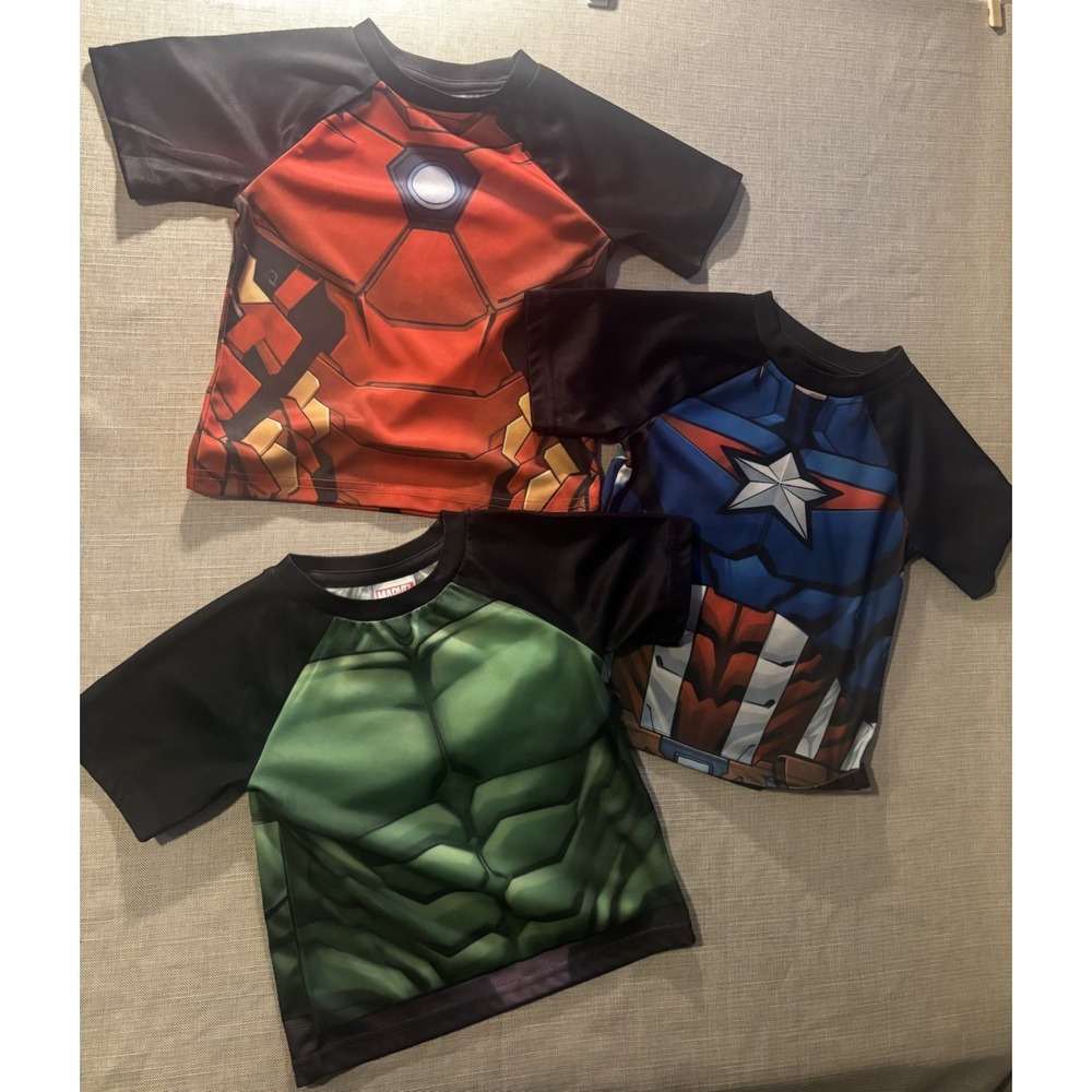 Marvel Avengers Boys 3T Shirt Lot Iron Man Captain America Hulk Athletic Tees